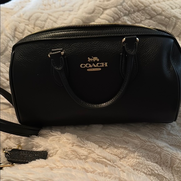 Gently Used Coach Black Leather Small Rowan Satchel with...